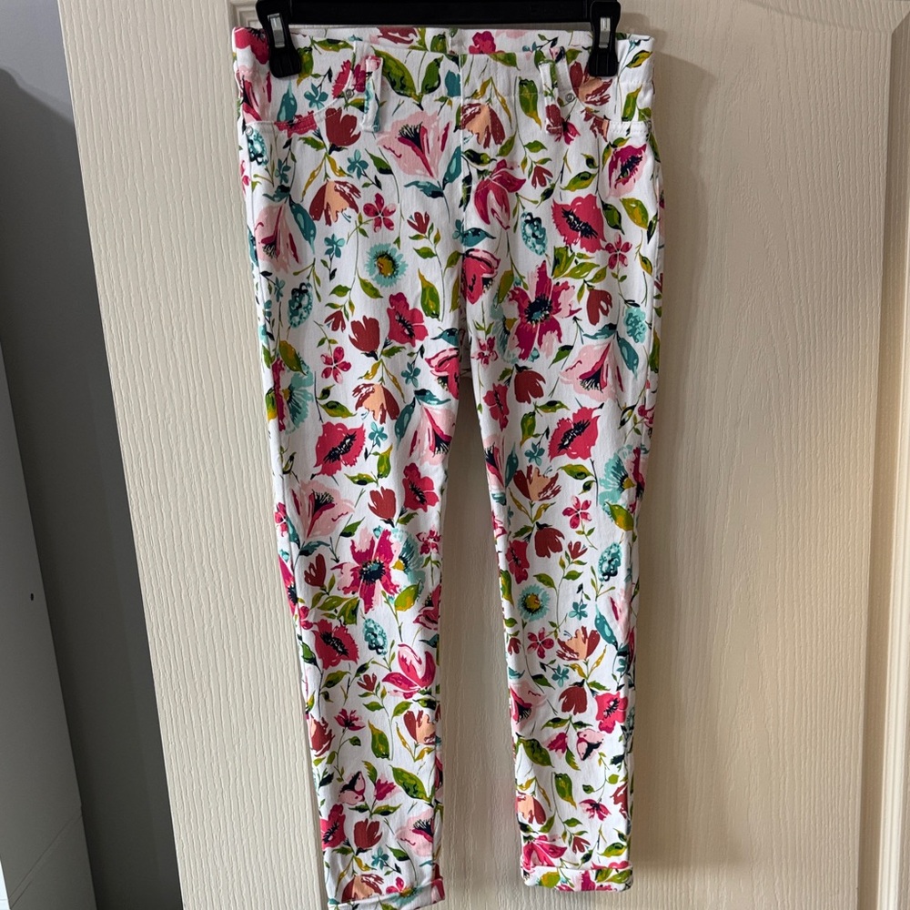 Time and Tru Floral Straight Leg Pants - Multicolor
